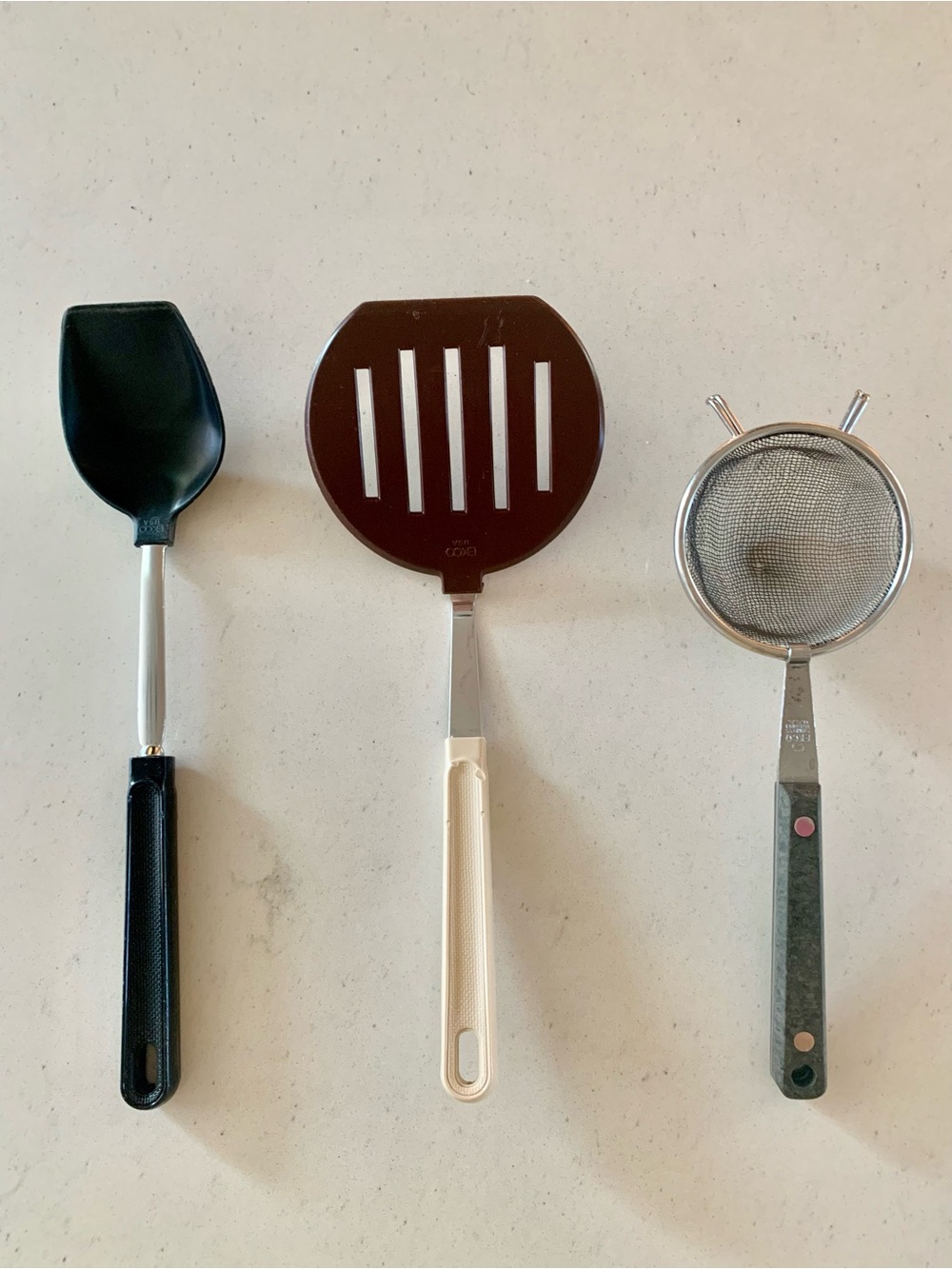 Vintage EKCO - USA - Spatula, Serving Spoon, and Strainer